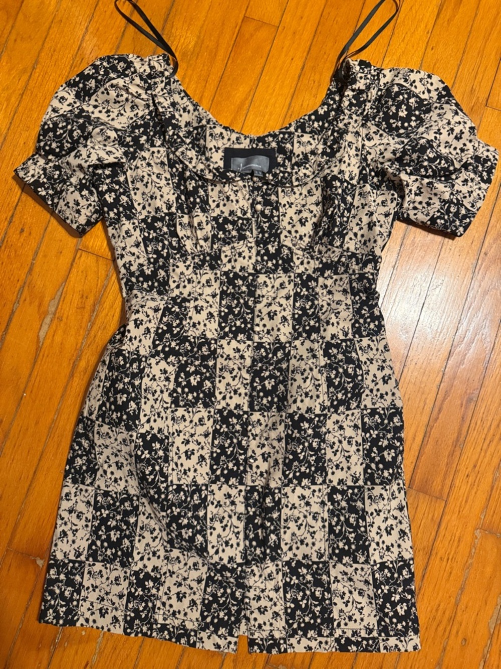 Anthropologie Patchwork dress black and Cream  dress size 10